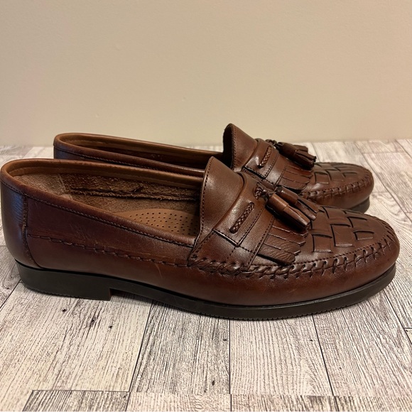 Giorgio Brutini Other - Giorgio Brutini Brown Leather Weave Tassel Loafers Shoes 10.5 M